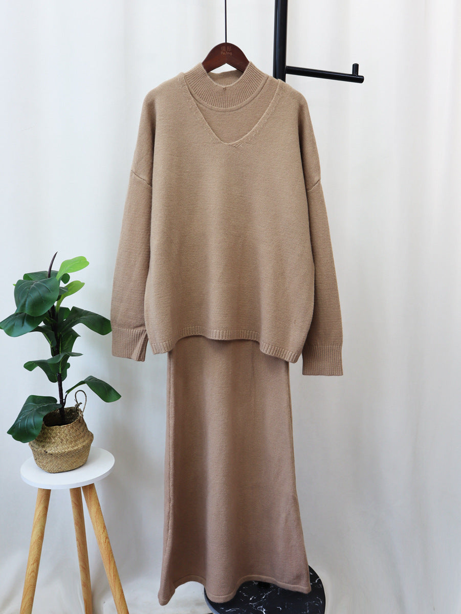 Style Knit Cami Dress Two Piece Set for Women
