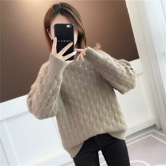 Casual Thickened Turtleneck Pullover Sweater Slimming Knitwear