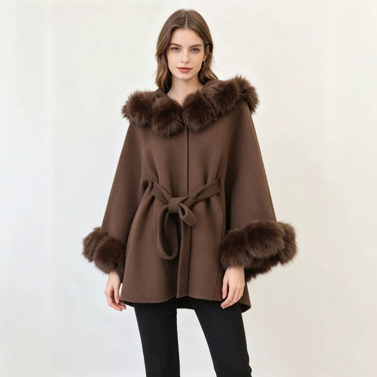 Hooded lace up shawl for women