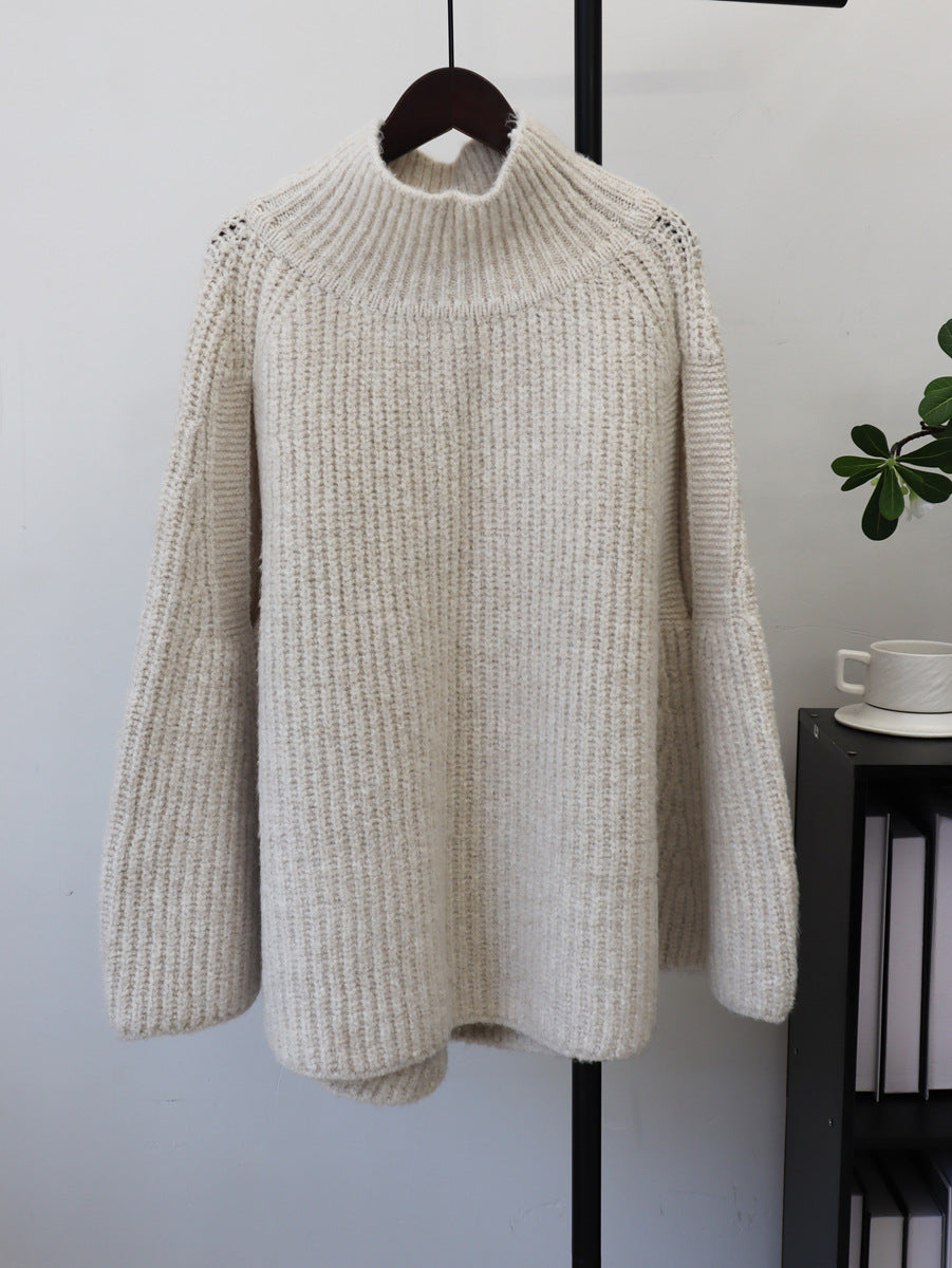 Half high neck cape sweater