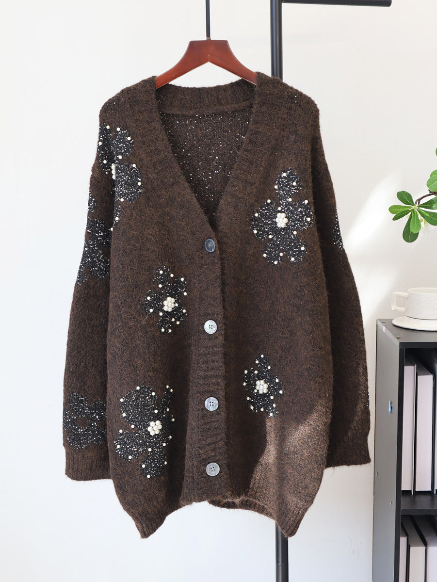 Flower cardigan loose sweater