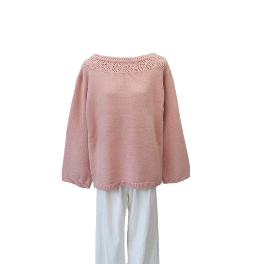 Hollow lace one neck sweater
