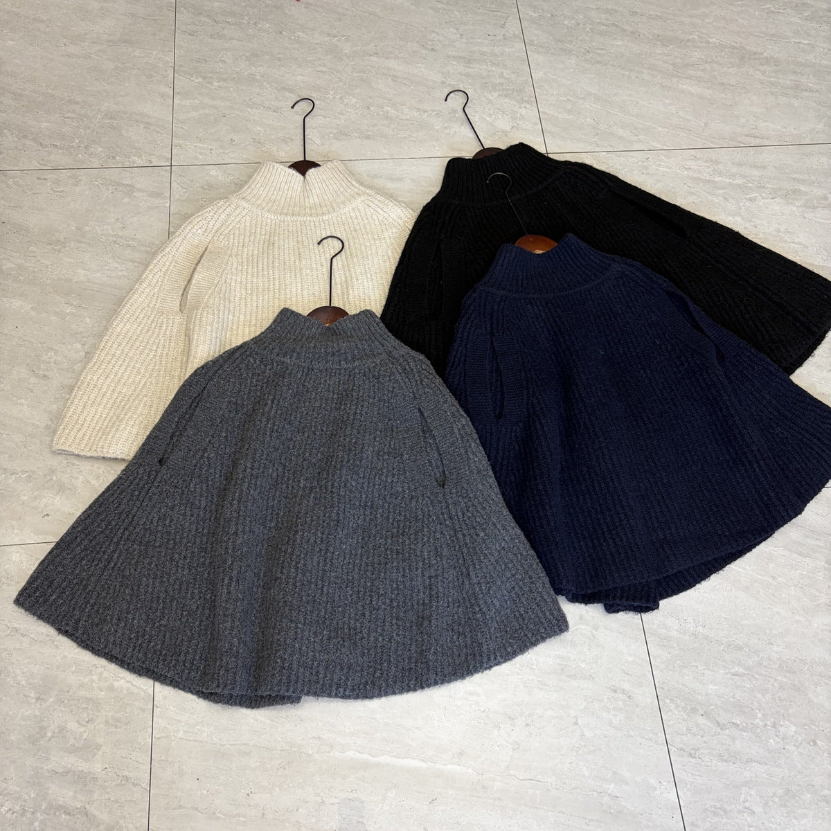 Half high neck cape sweater