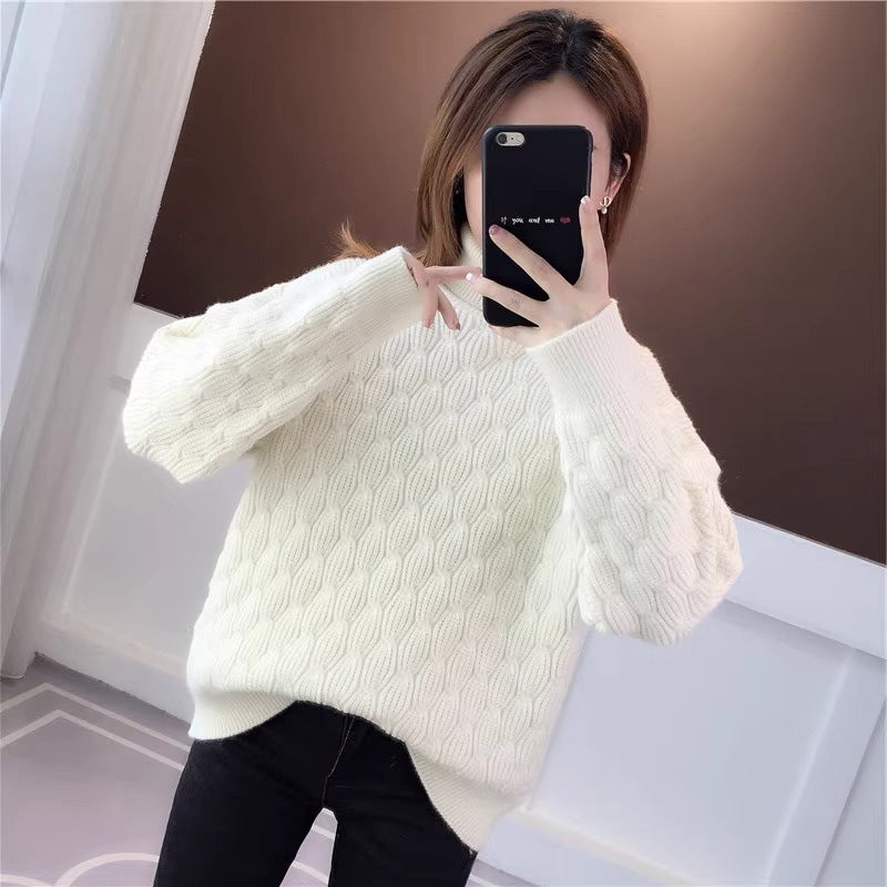 Casual Thickened Turtleneck Pullover Sweater Slimming Knitwear