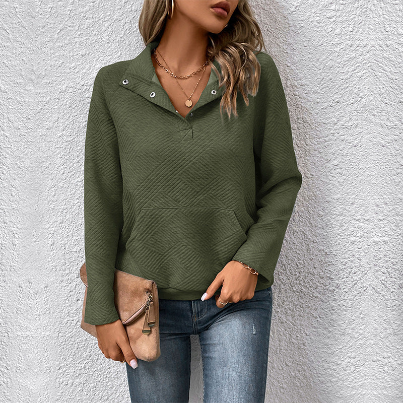 Women's Long Sleeve Textured Sweatshirt, Loose Fit Casual Pullover with Pocket