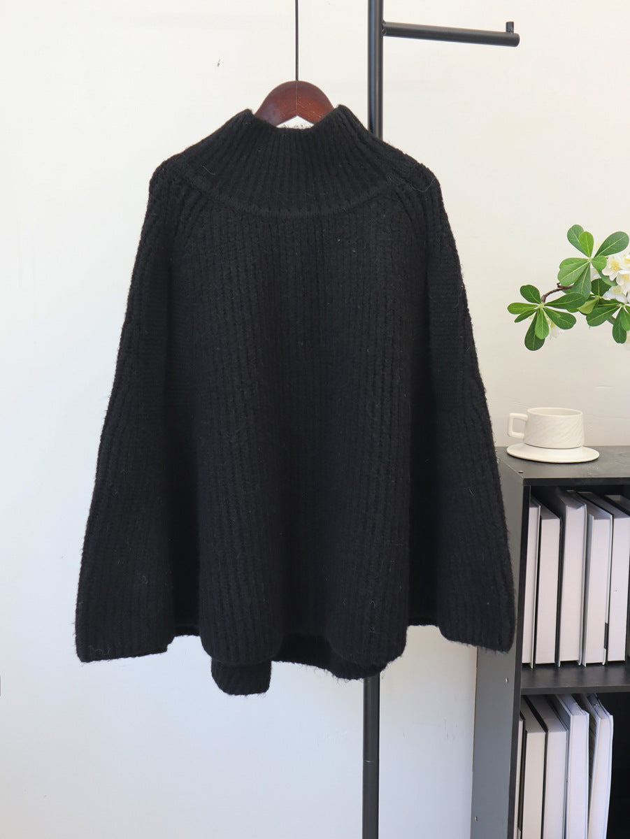 Half high neck cape sweater