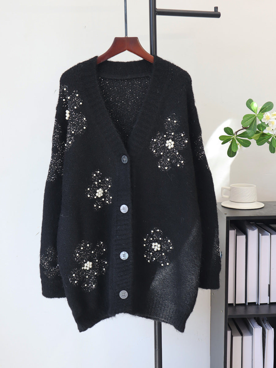 Flower cardigan loose sweater