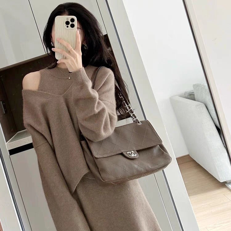 Style Knit Cami Dress Two Piece Set for Women