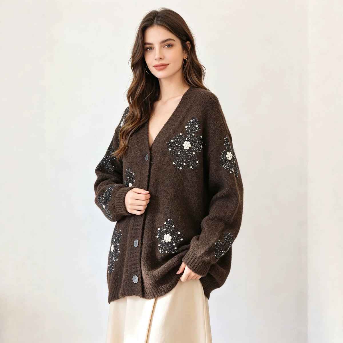 Flower cardigan loose sweater