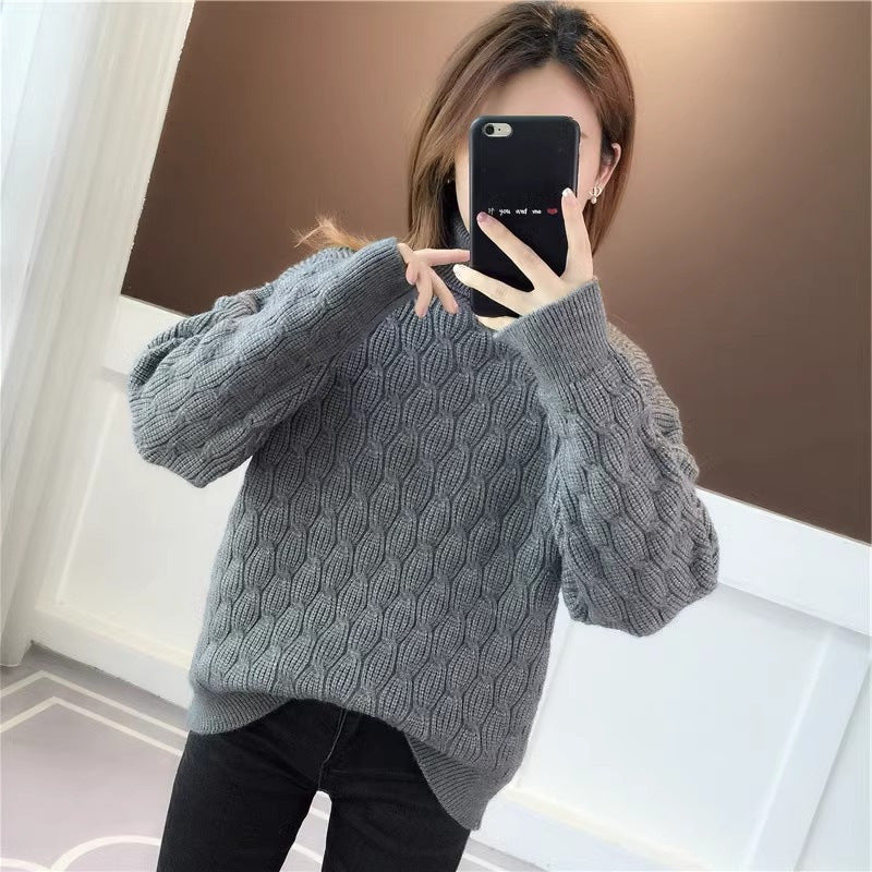 Casual Thickened Turtleneck Pullover Sweater Slimming Knitwear