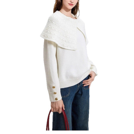 Minimalist Irregular Lapel Pullover Knit Sweater