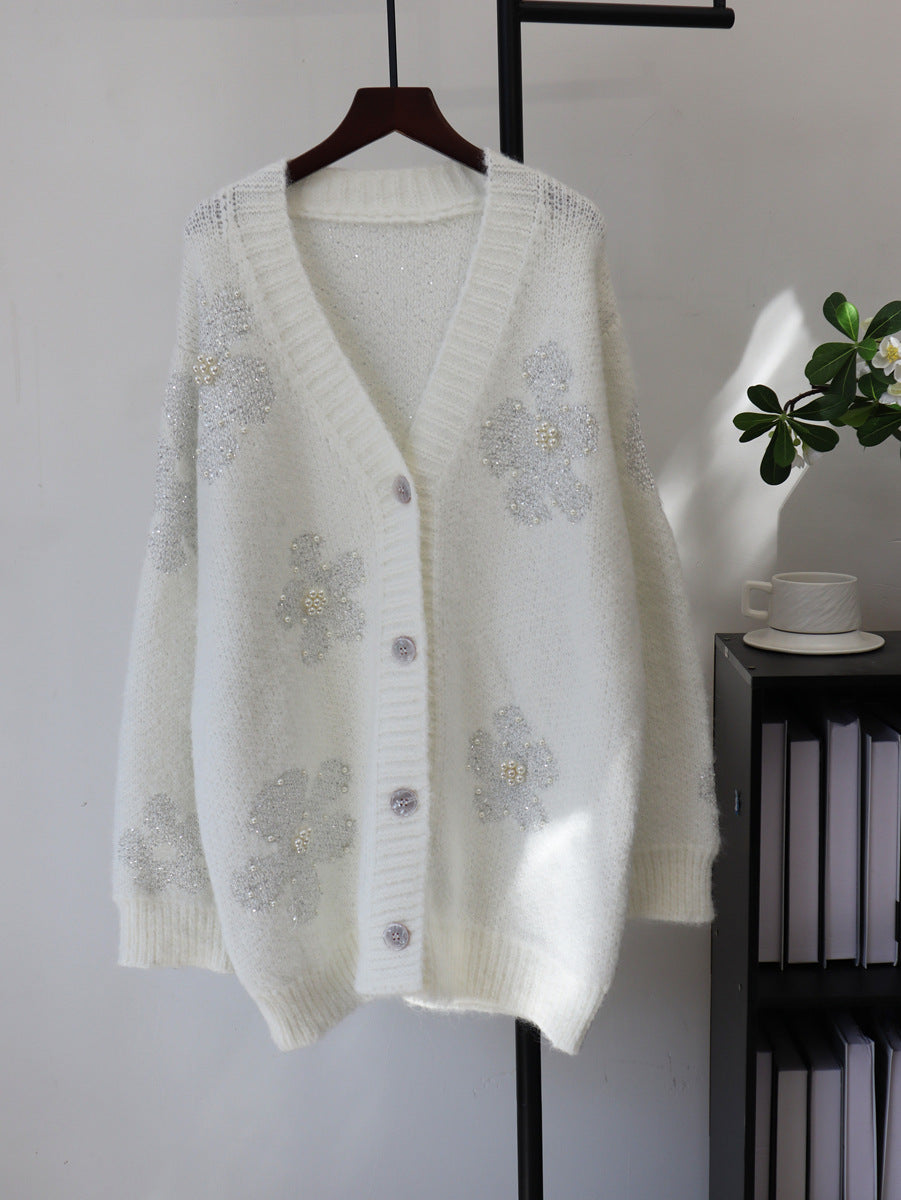 Flower cardigan loose sweater