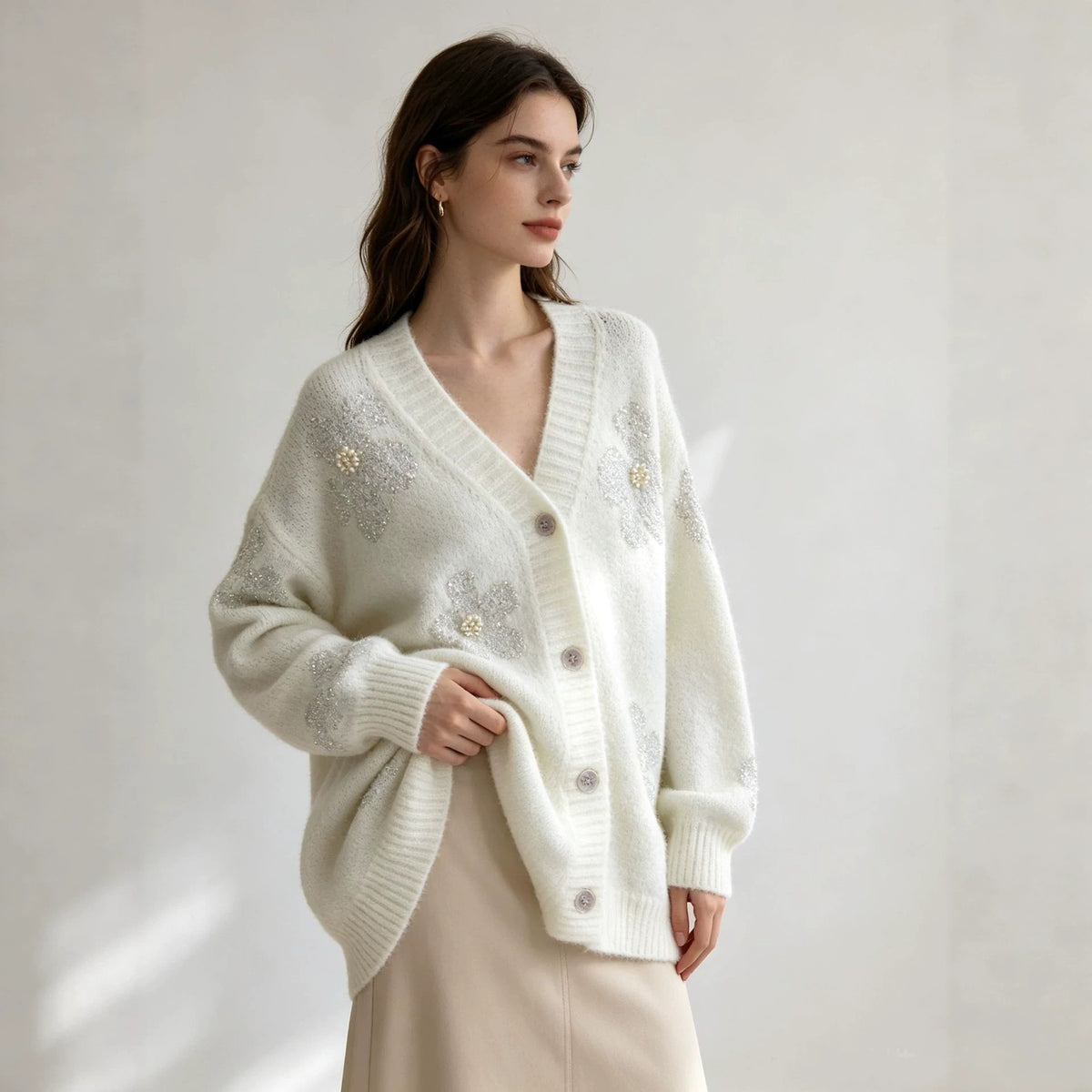 Flower cardigan loose sweater
