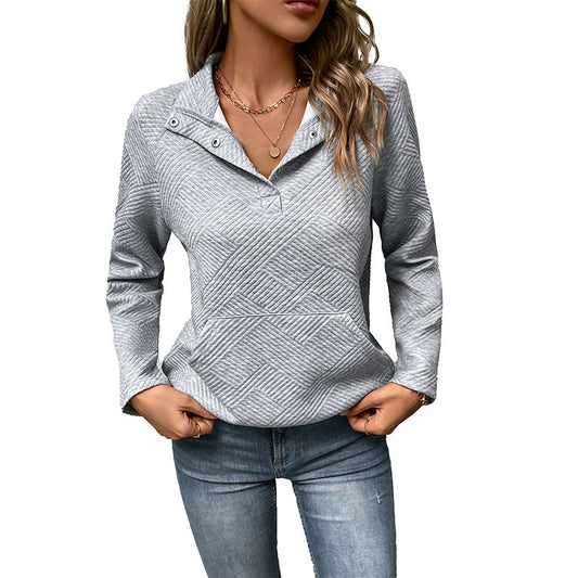 Women's Long Sleeve Textured Sweatshirt, Loose Fit Casual Pullover with Pocket