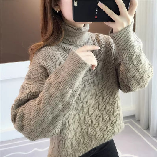 Casual Thickened Turtleneck Pullover Sweater Slimming Knitwear