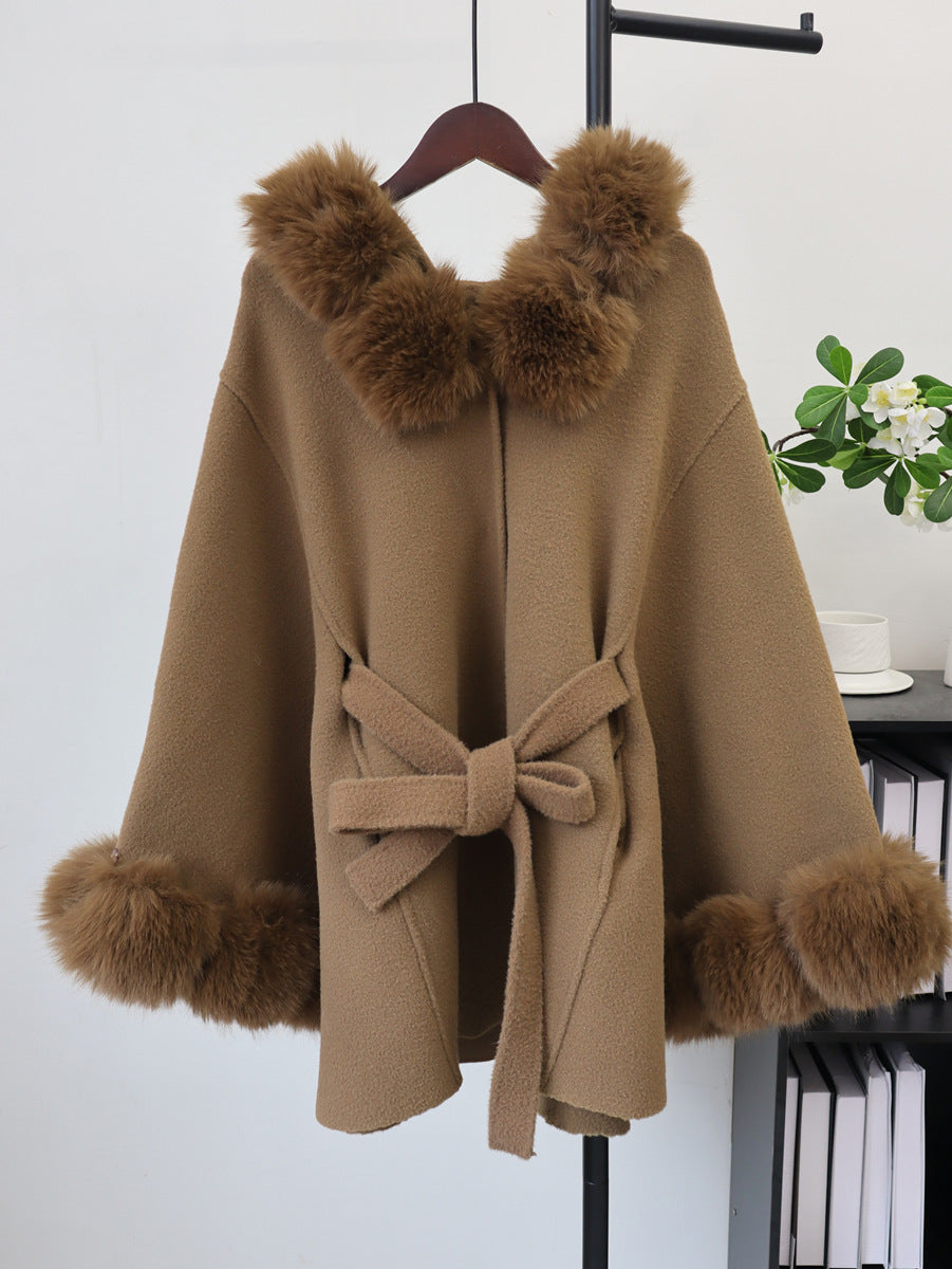 Hooded lace up shawl for women