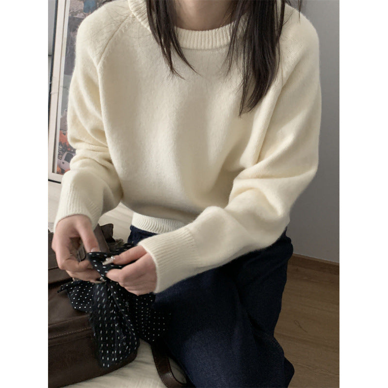 Minimalist Solid Color Long Sleeve V-Neck Knit Sweater