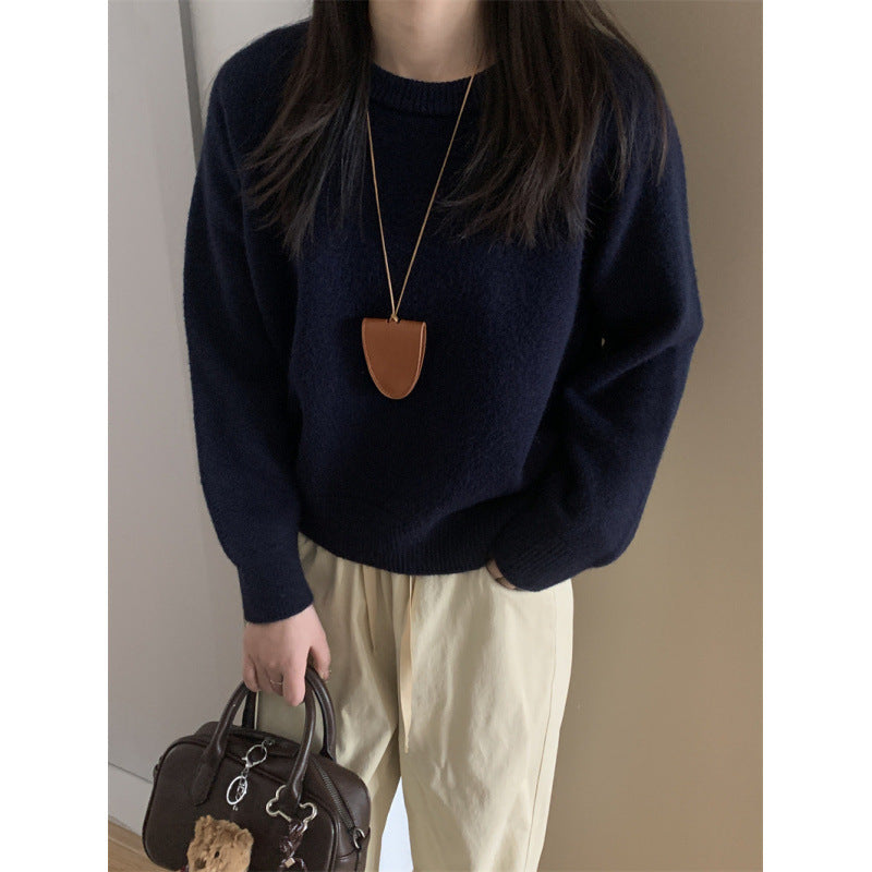 Minimalist Solid Color Long Sleeve V-Neck Knit Sweater