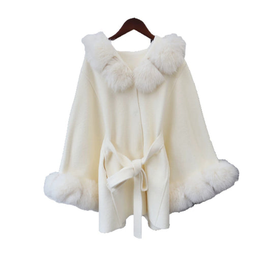 Hooded lace up shawl for women